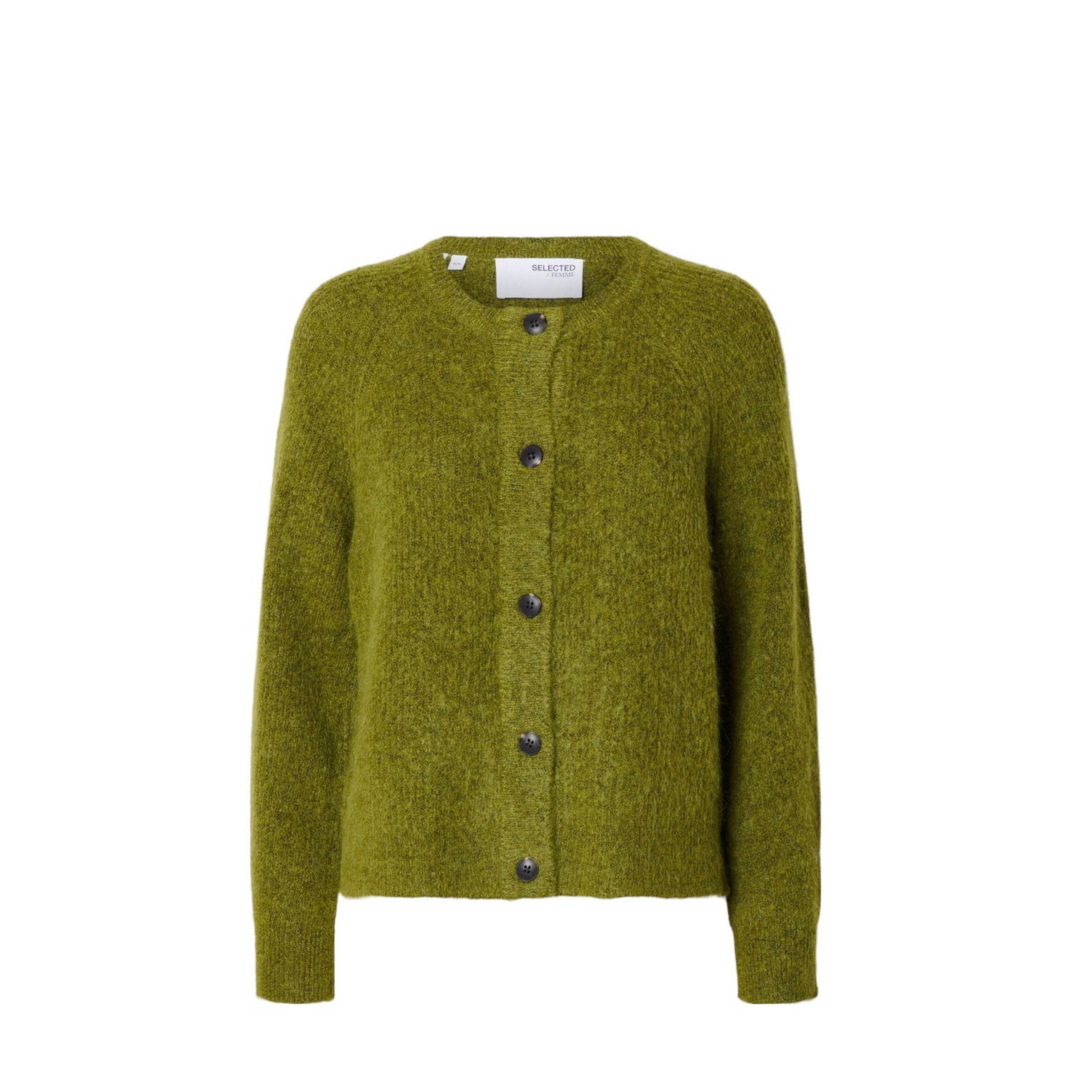 Selected Femme Korte Gebreide Vest Cardamom Seed Melange Green Dames