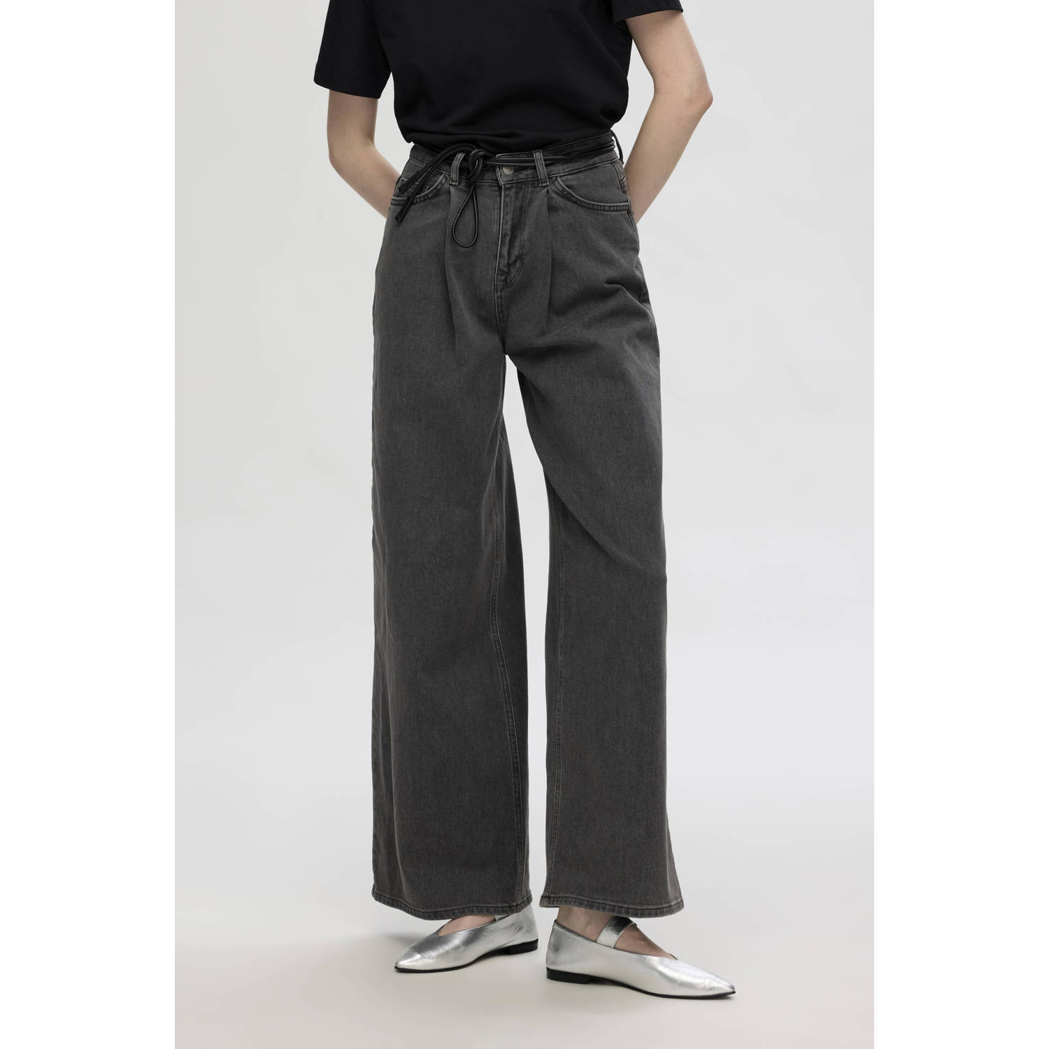 SELECTED FEMME high waist wide leg jeans grey denim