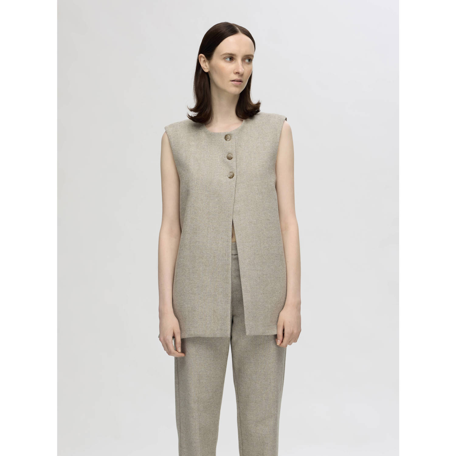 SELECTED FEMME gemêleerd gilet SLFVIVIE zand