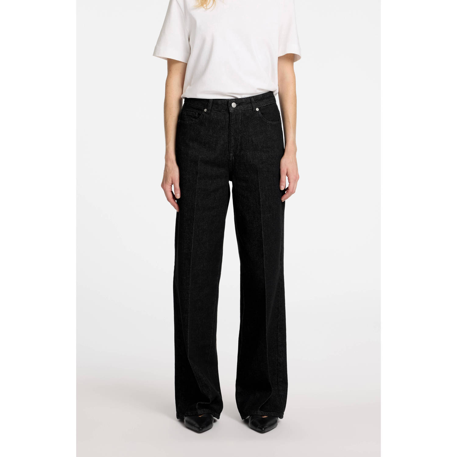 SELECTED FEMME high waist straight leg jeans dark blue denim