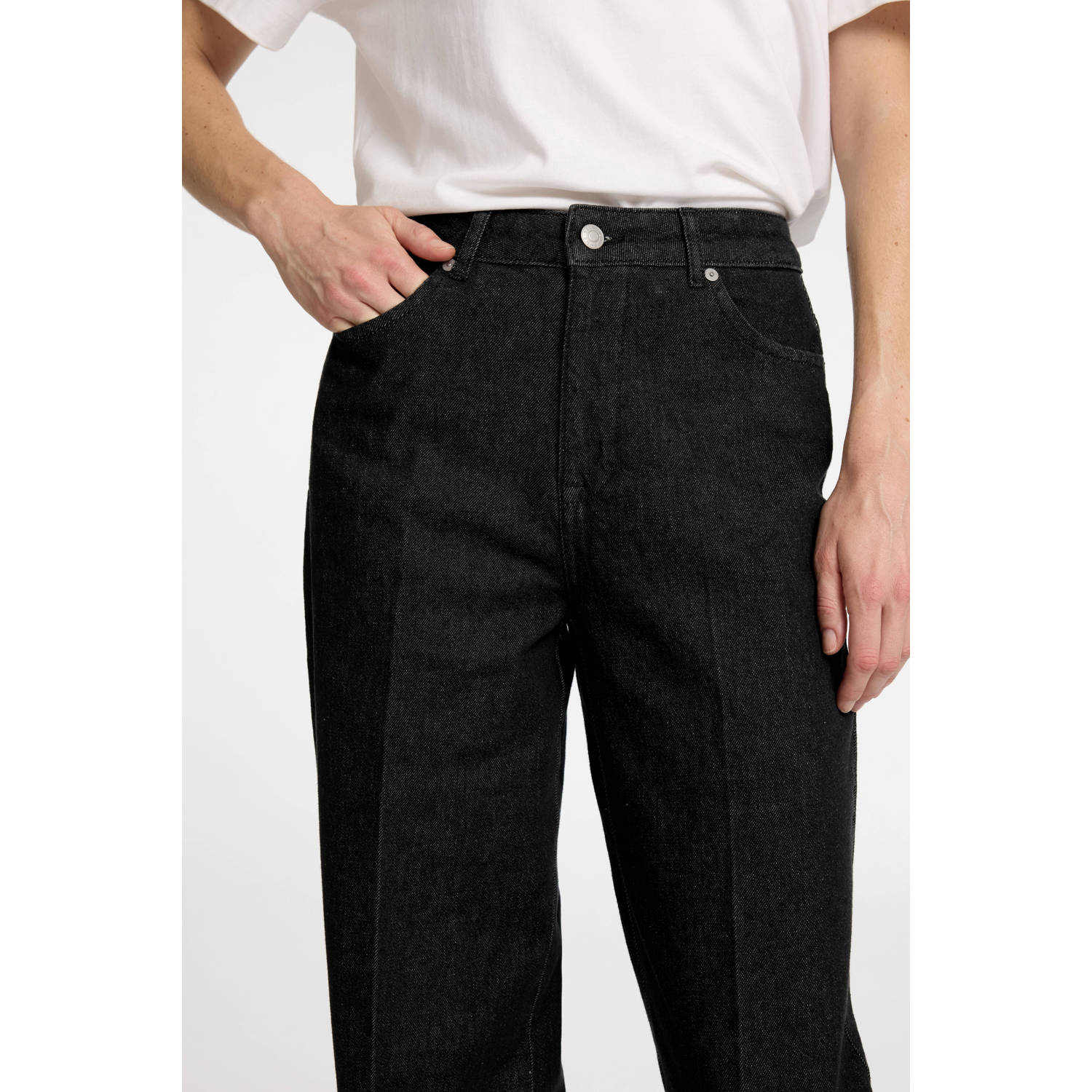 SELECTED FEMME high waist straight leg jeans dark blue denim