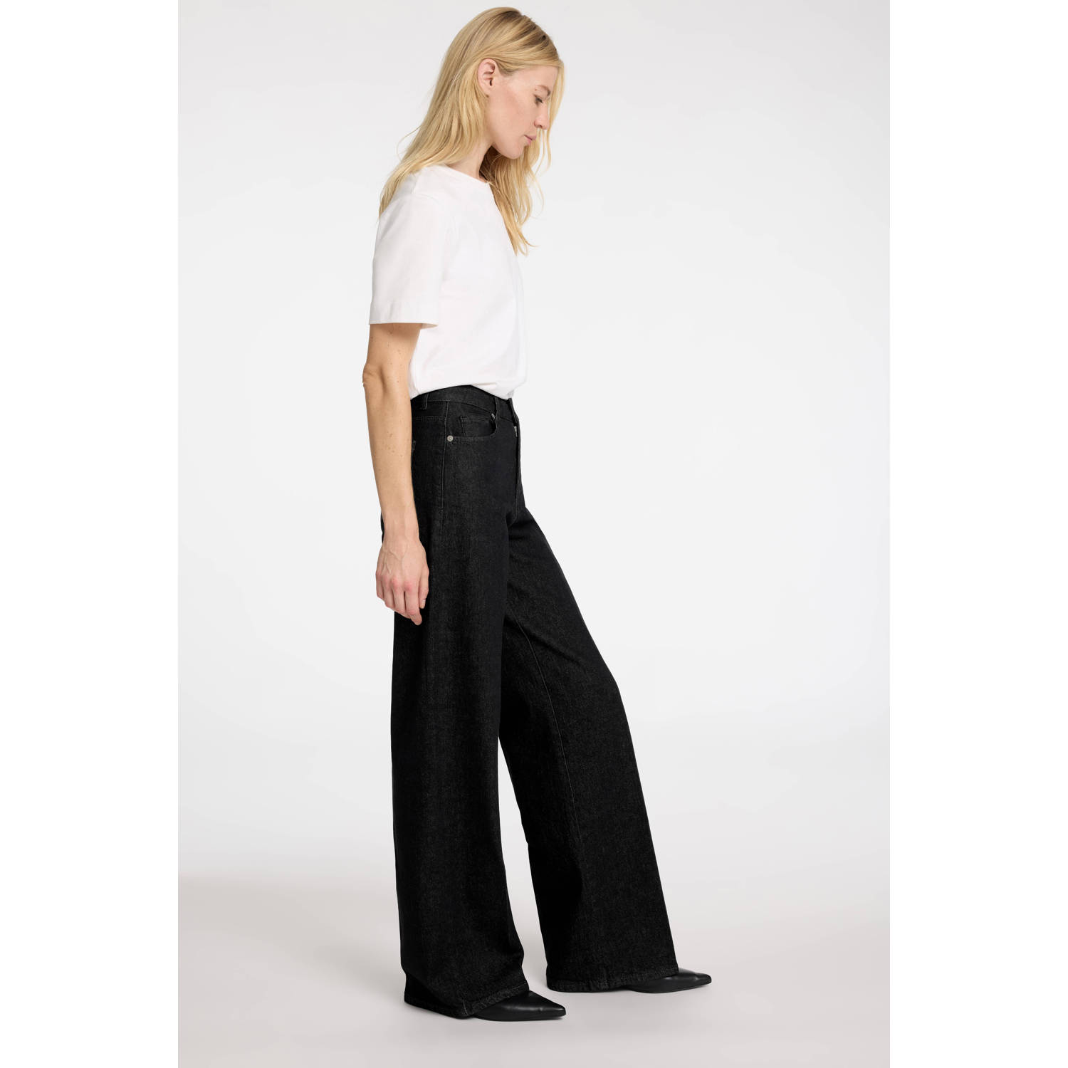 SELECTED FEMME high waist straight leg jeans dark blue denim