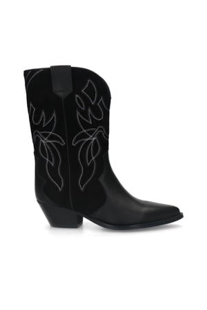 leren cowboylaarzen zwart