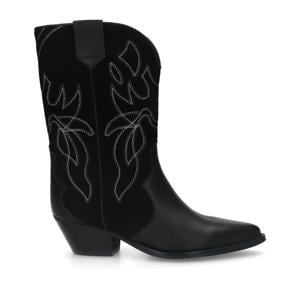 leren cowboylaarzen zwart