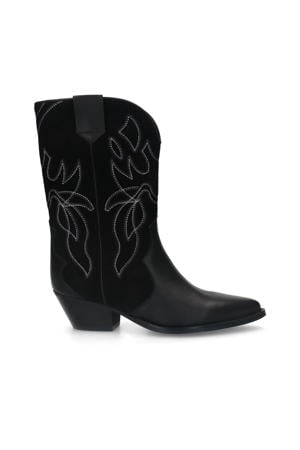 leren cowboylaarzen zwart