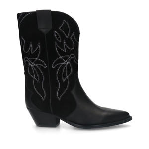 leren cowboylaarzen zwart