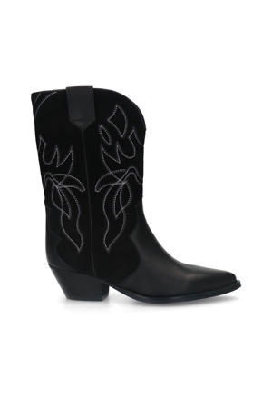 leren cowboylaarzen zwart