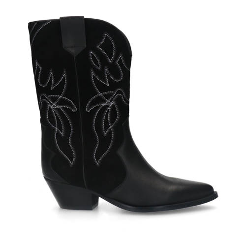Sacha leren cowboylaarzen zwart afbeelding
