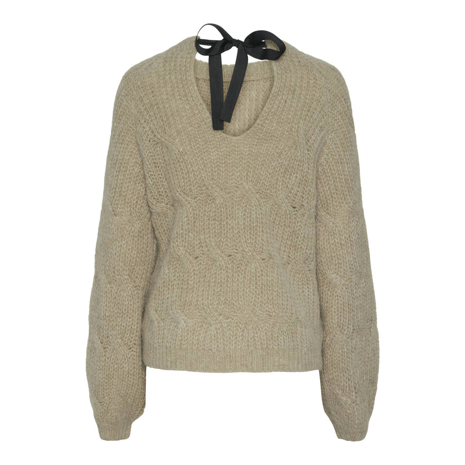 Y.A.S wol gebreide trui beige YASBOLA