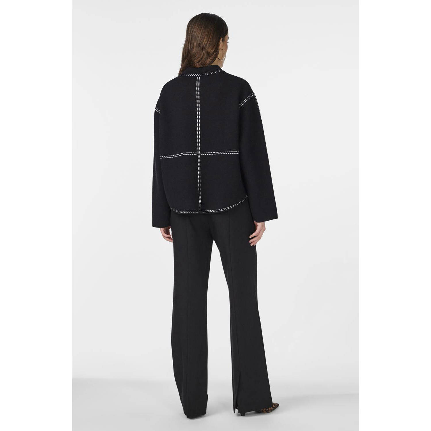 Y.A.S vest zwart met wit stiksel YASJENA