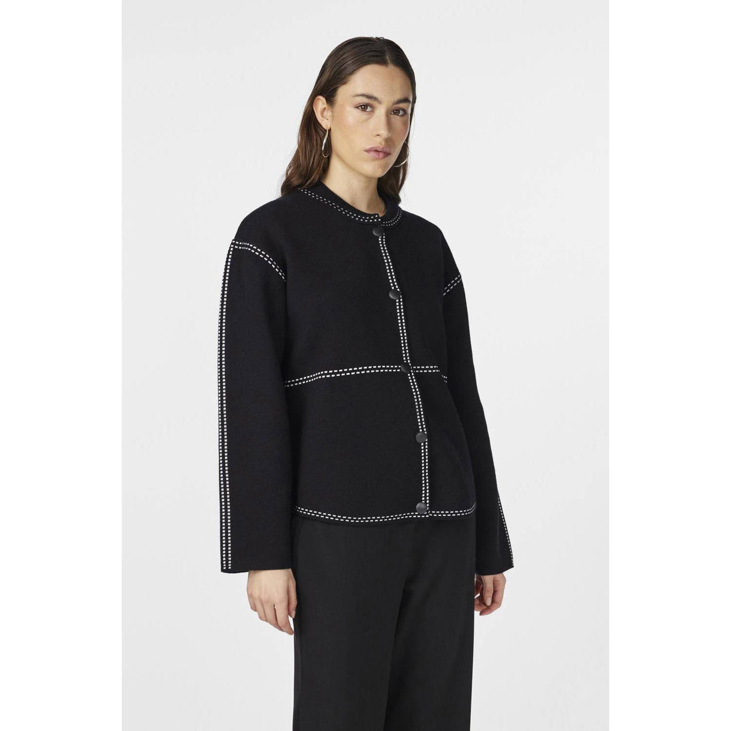 Y.A.S vest zwart met wit stiksel YASJENA