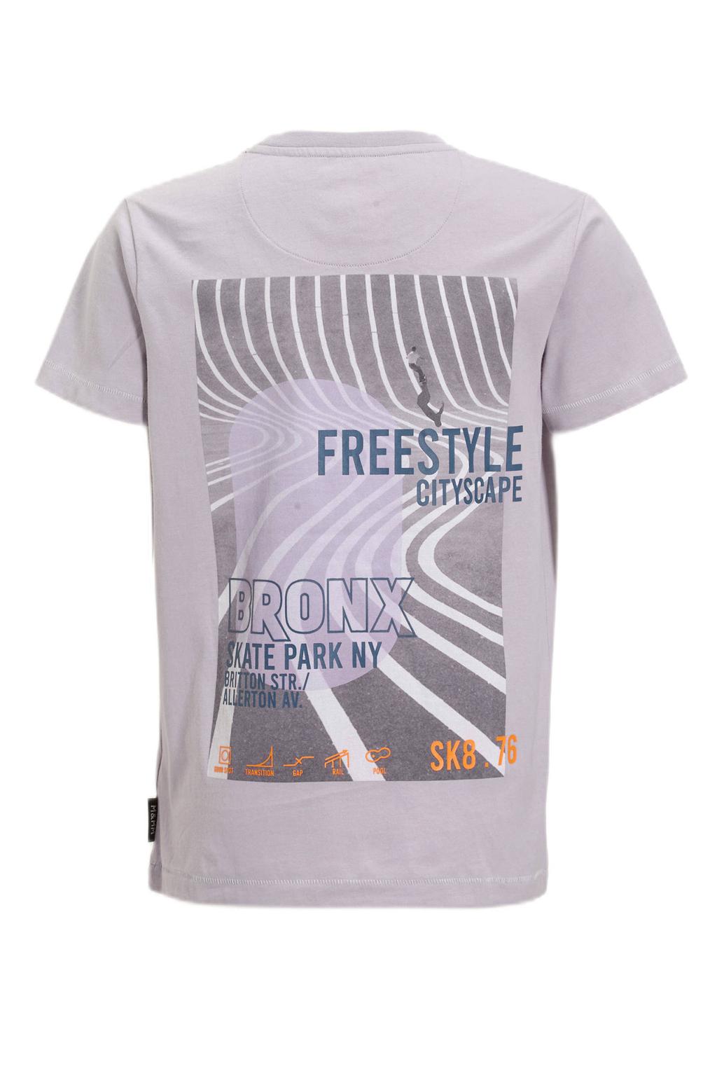 Paarse jongens Me & My Monkey T-shirt van katoen met printopdruk, korte mouwen en ronde hals