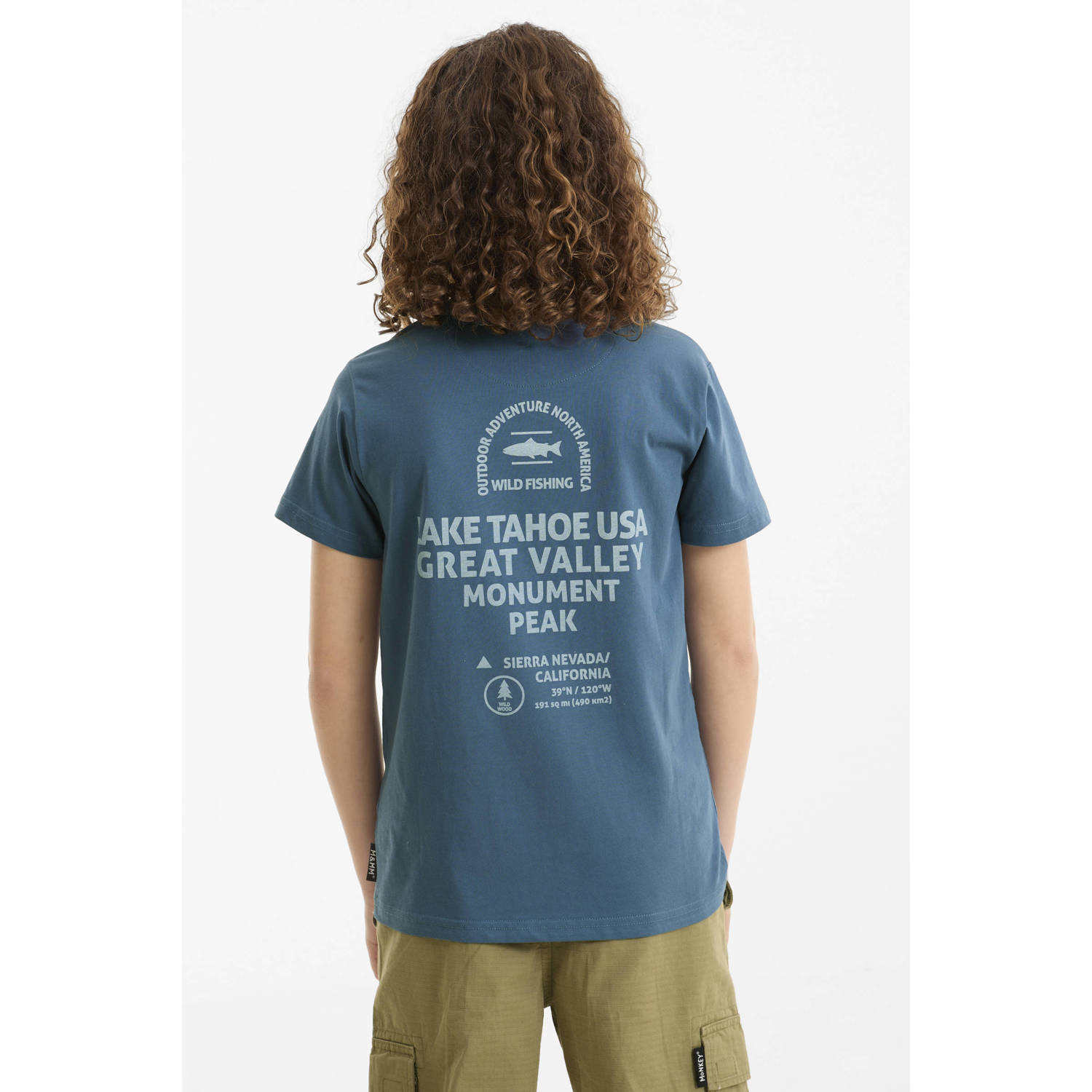 Me & My Monkey T-shirt met printopdruk blauw