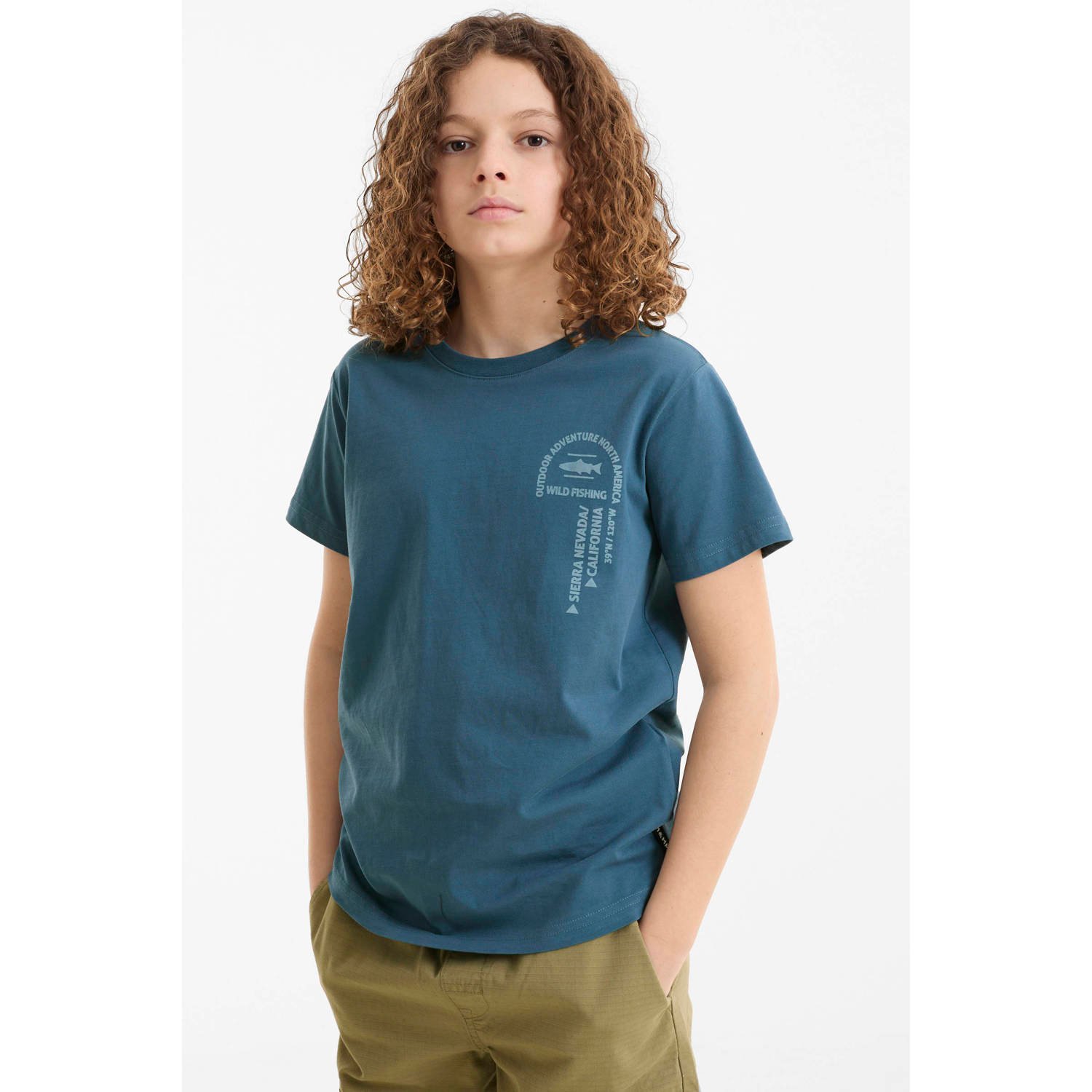 Me & My Monkey T-shirt met printopdruk blauw