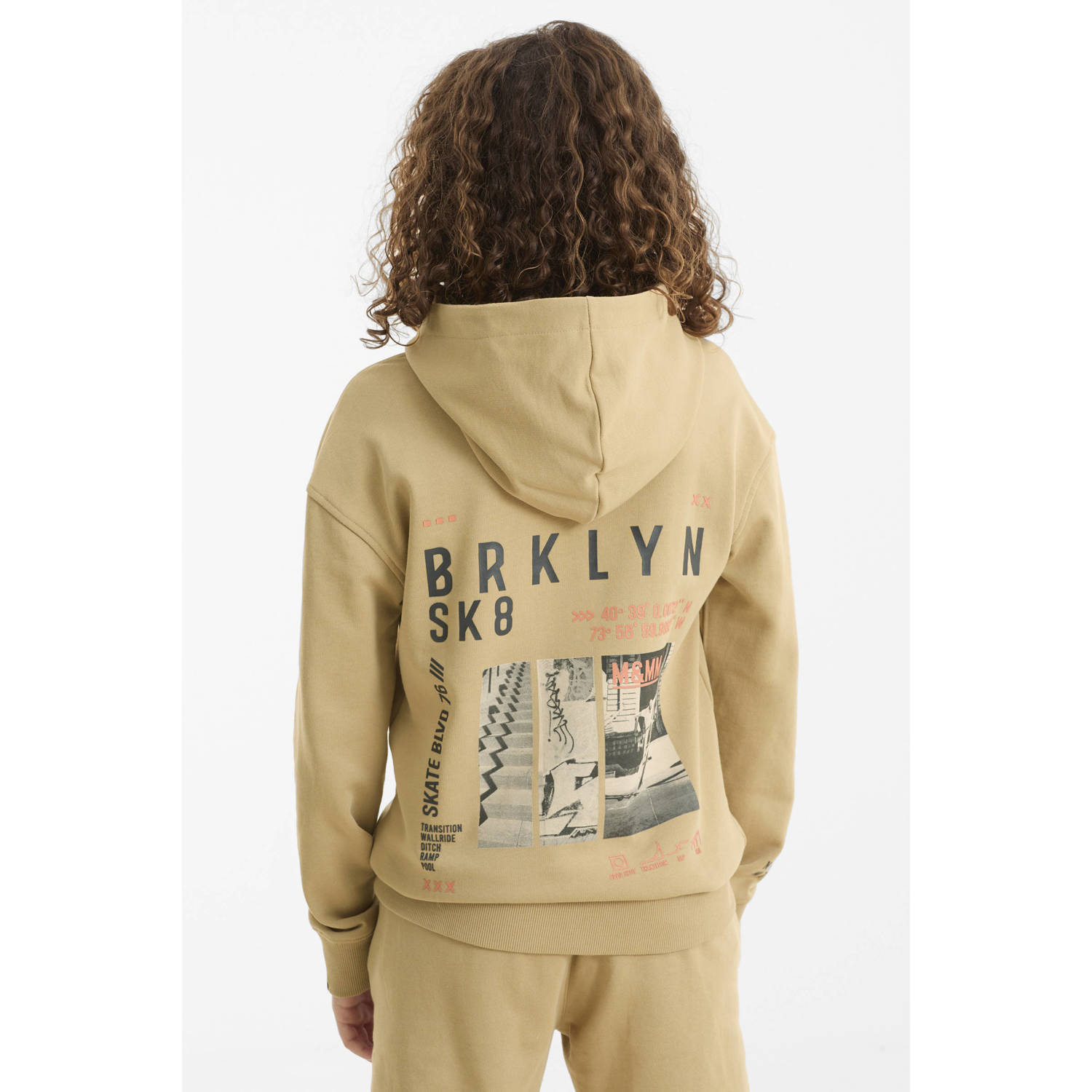 Me & My Monkey hoodie met printopdruk beige