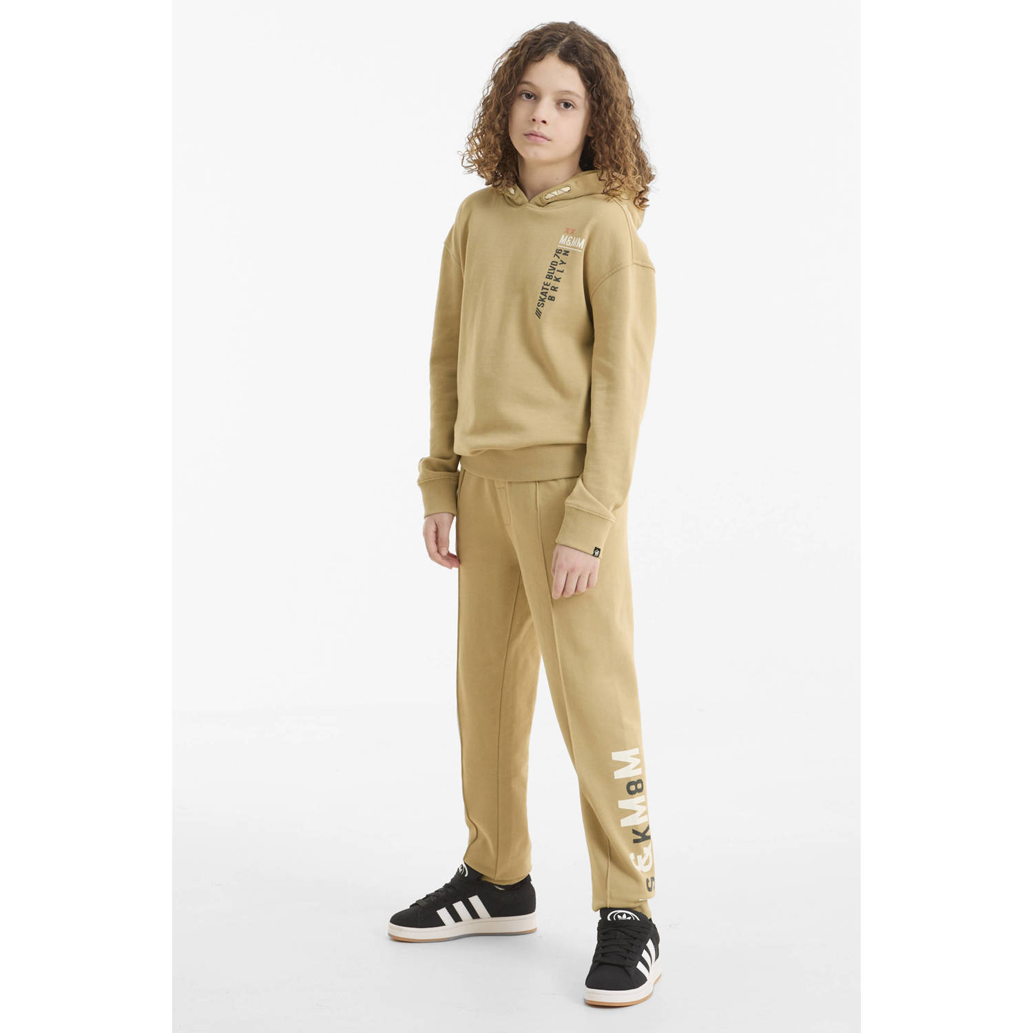 Me & My Monkey joggingbroek met printopdruk beige