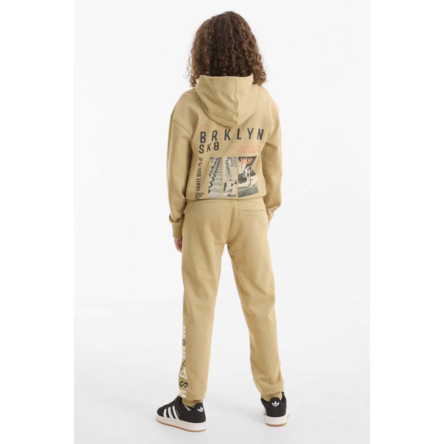Me & My Monkey joggingbroek met printopdruk beige
