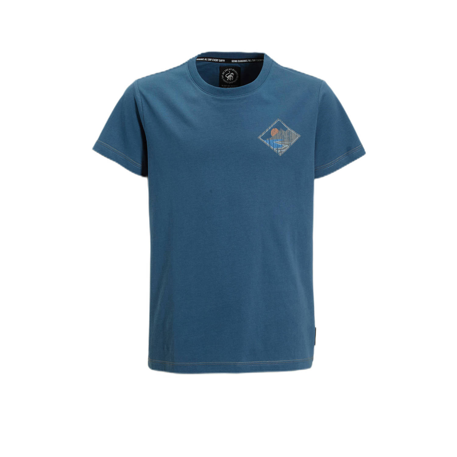 Me & My Monkey T-shirt met printopdruk blauw