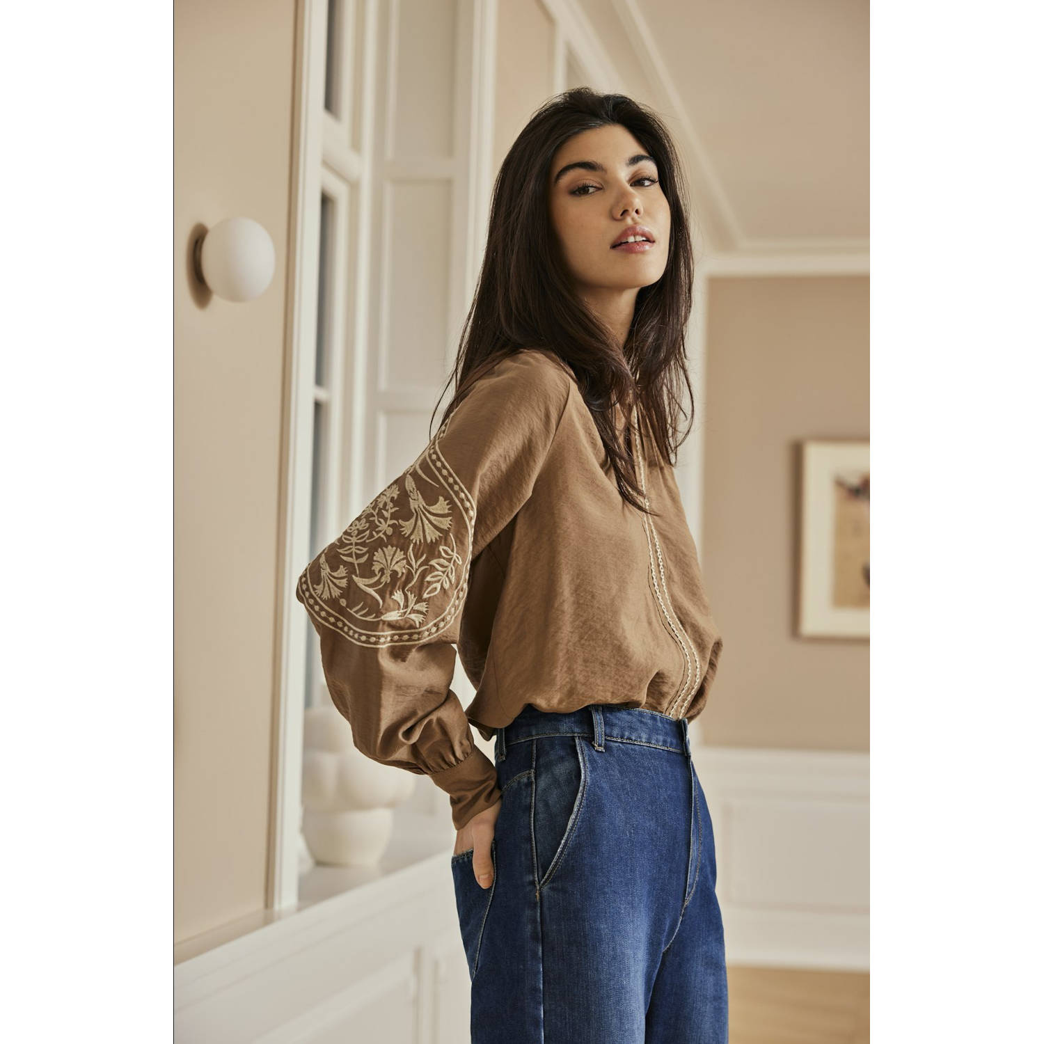 JDY blousetop camel ecru