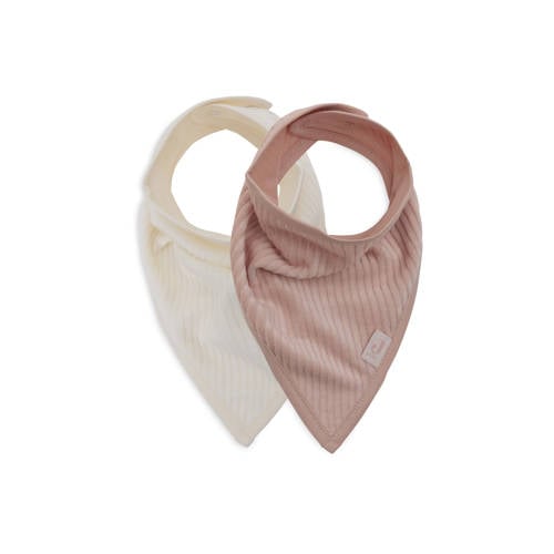 Jollein bandana slab Velvet Rib - set van 2 Wild Rose/Ivory afbeelding