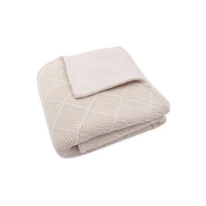 ledikantdeken Check Knit - Oatmeal/Teddy Fleece