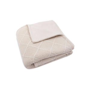 ledikantdeken Check Knit - Oatmeal/Teddy Fleece