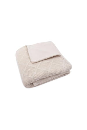 ledikantdeken Check Knit - Oatmeal/Teddy Fleece