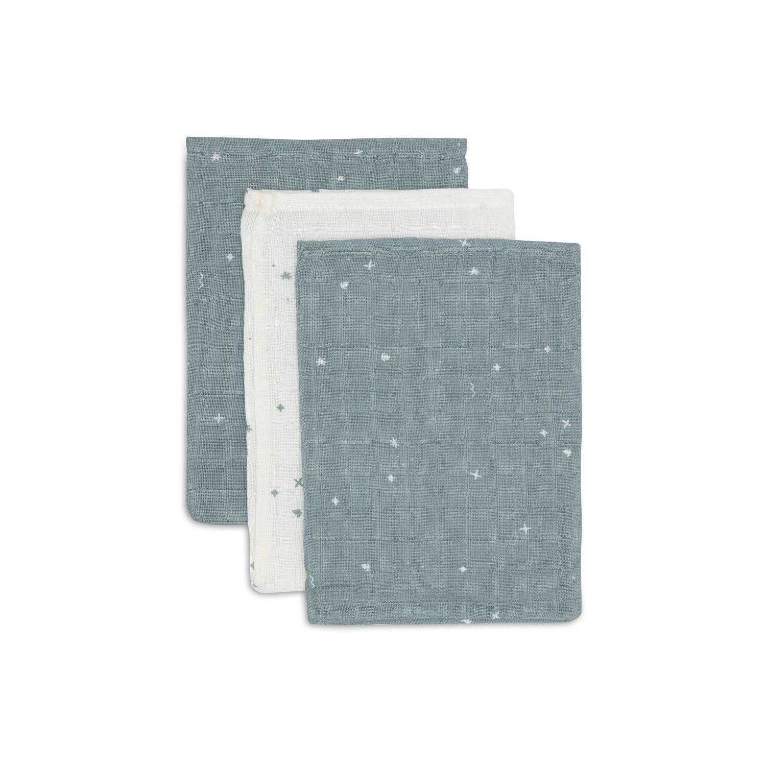 Jollein hydrofiel washandje set van 3 Twinkling Sea Green
