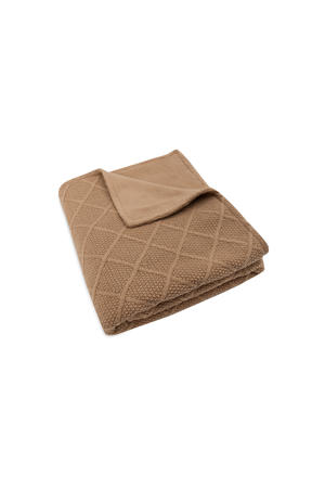 ledikant deken Check Knit - Biscuit/Teddy Fleece