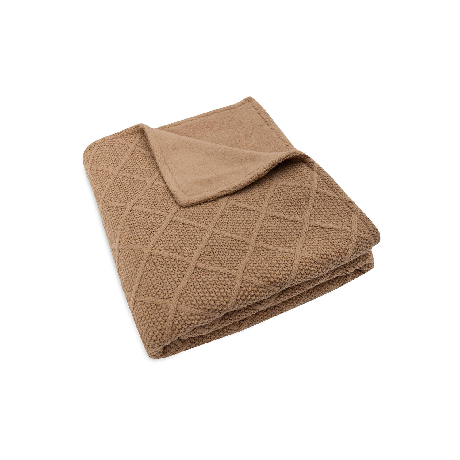 Jollein ledikant deken Check Knit Biscuit Teddy Fleece