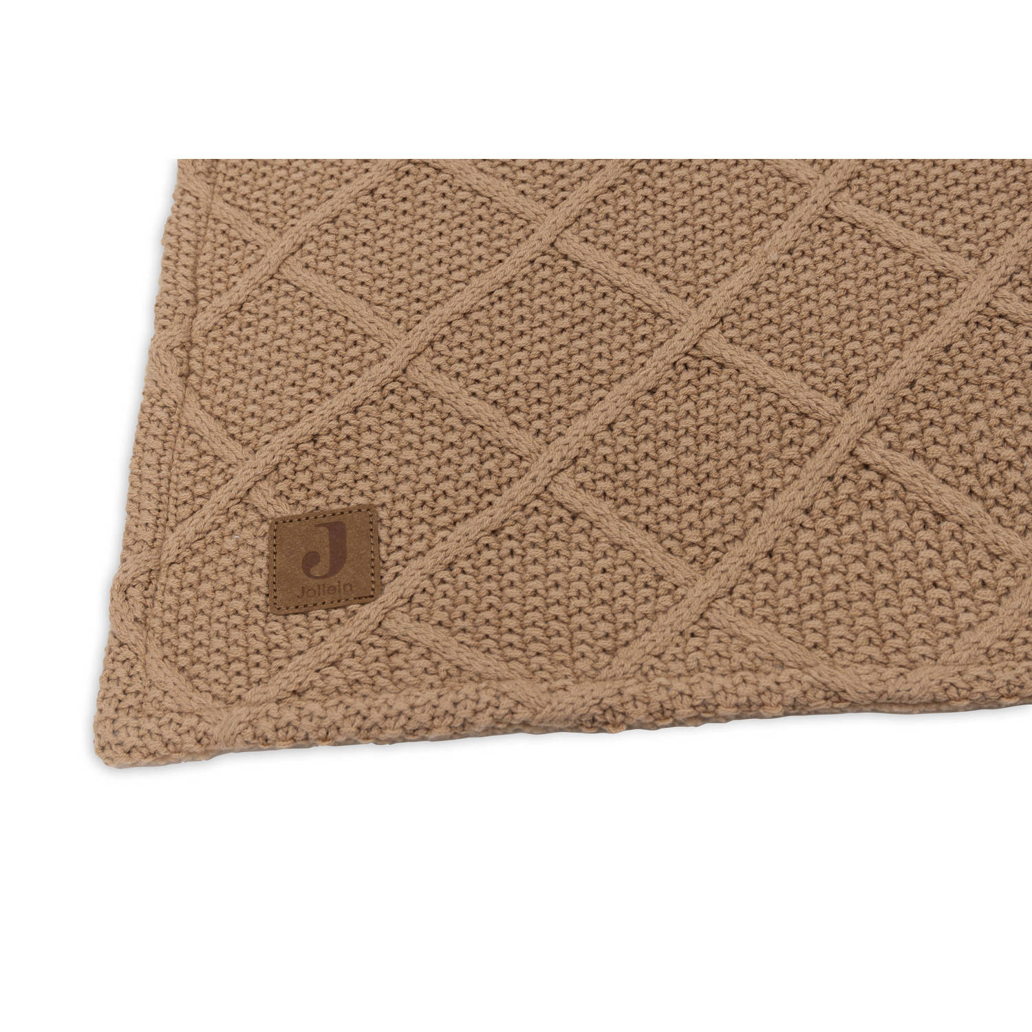 Jollein wiegdeken Check Knit Biscuit Teddy Fleece