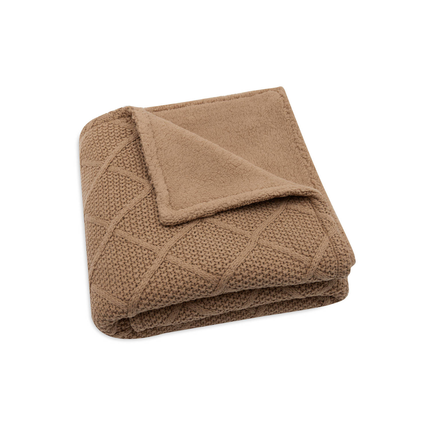 Jollein wiegdeken Check Knit Biscuit Teddy Fleece