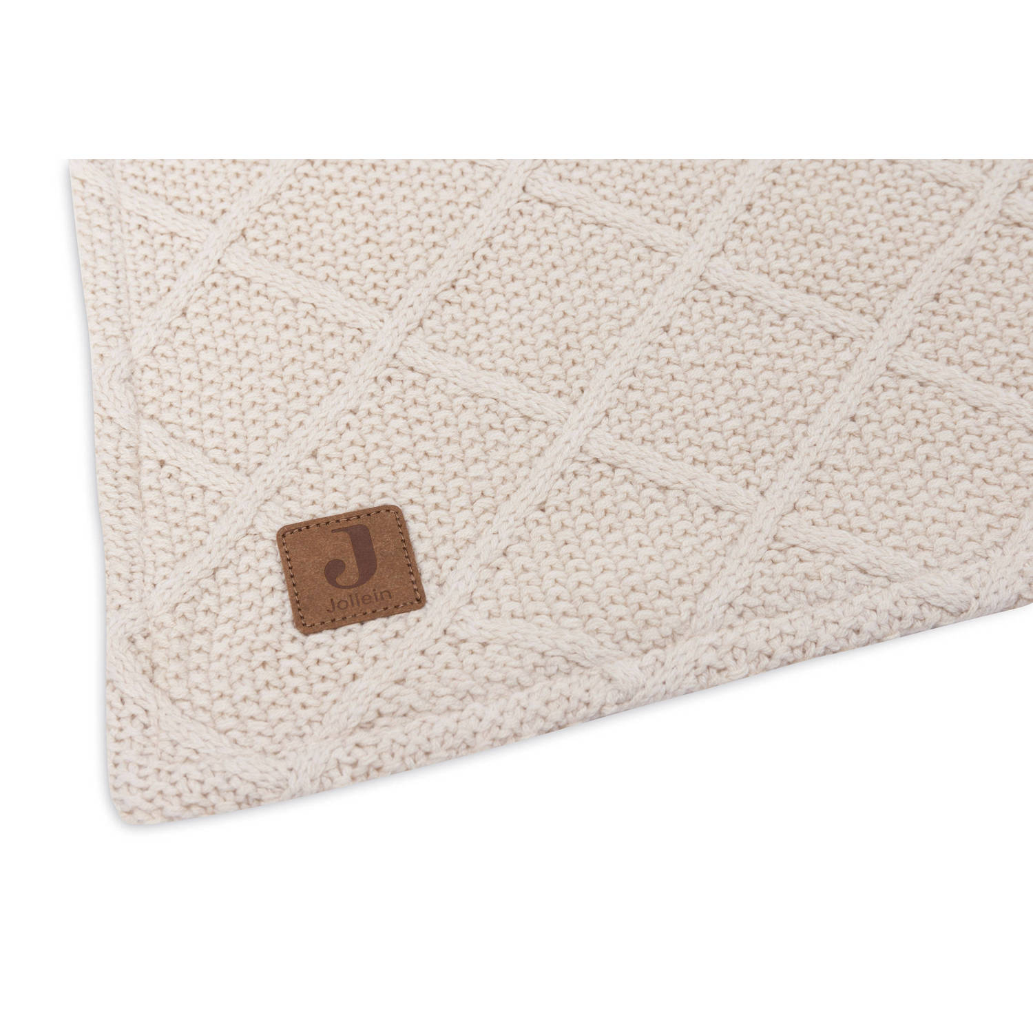 Jollein wiegdeken Check Knit Oatmeal Teddy Fleece