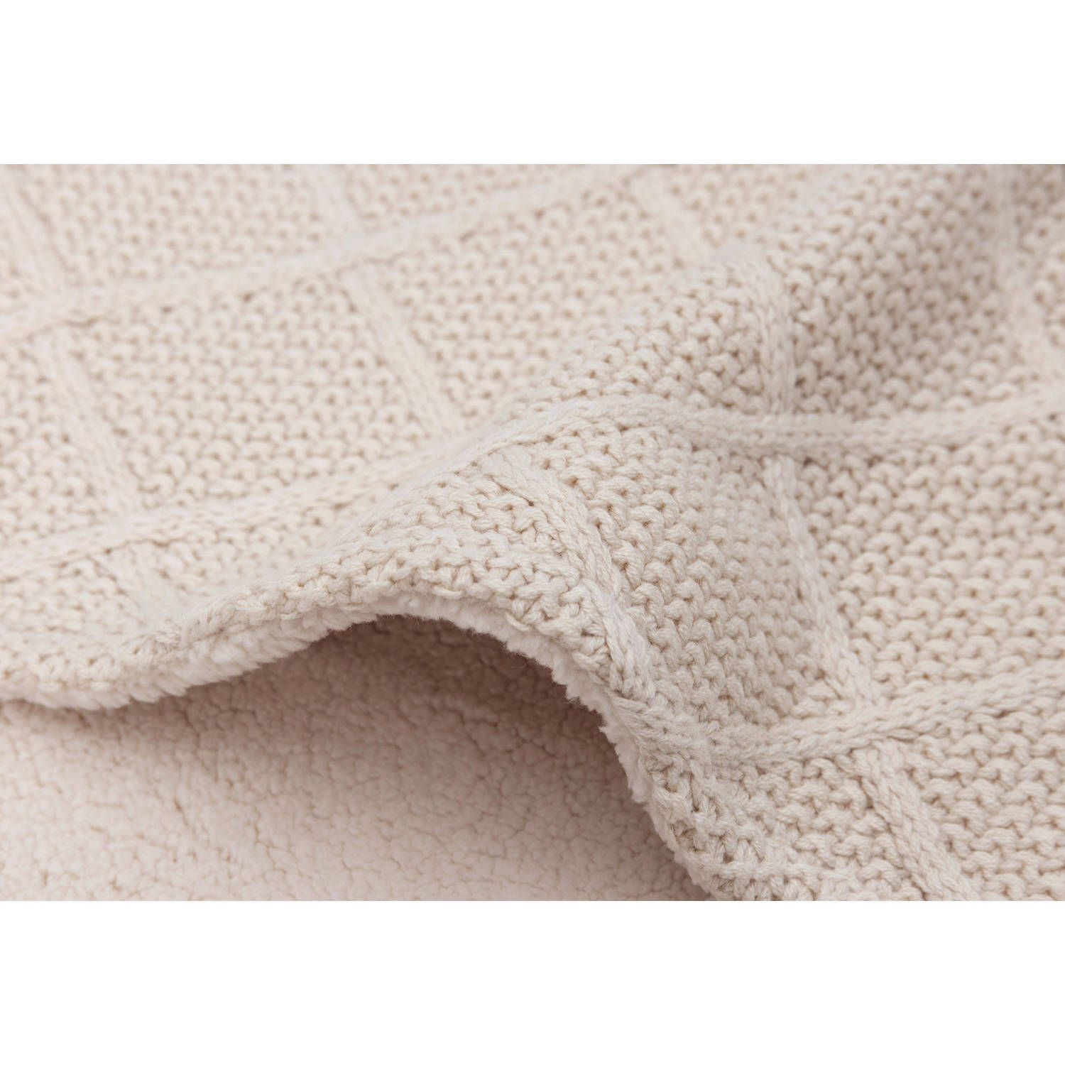 Jollein wiegdeken Check Knit Oatmeal Teddy Fleece