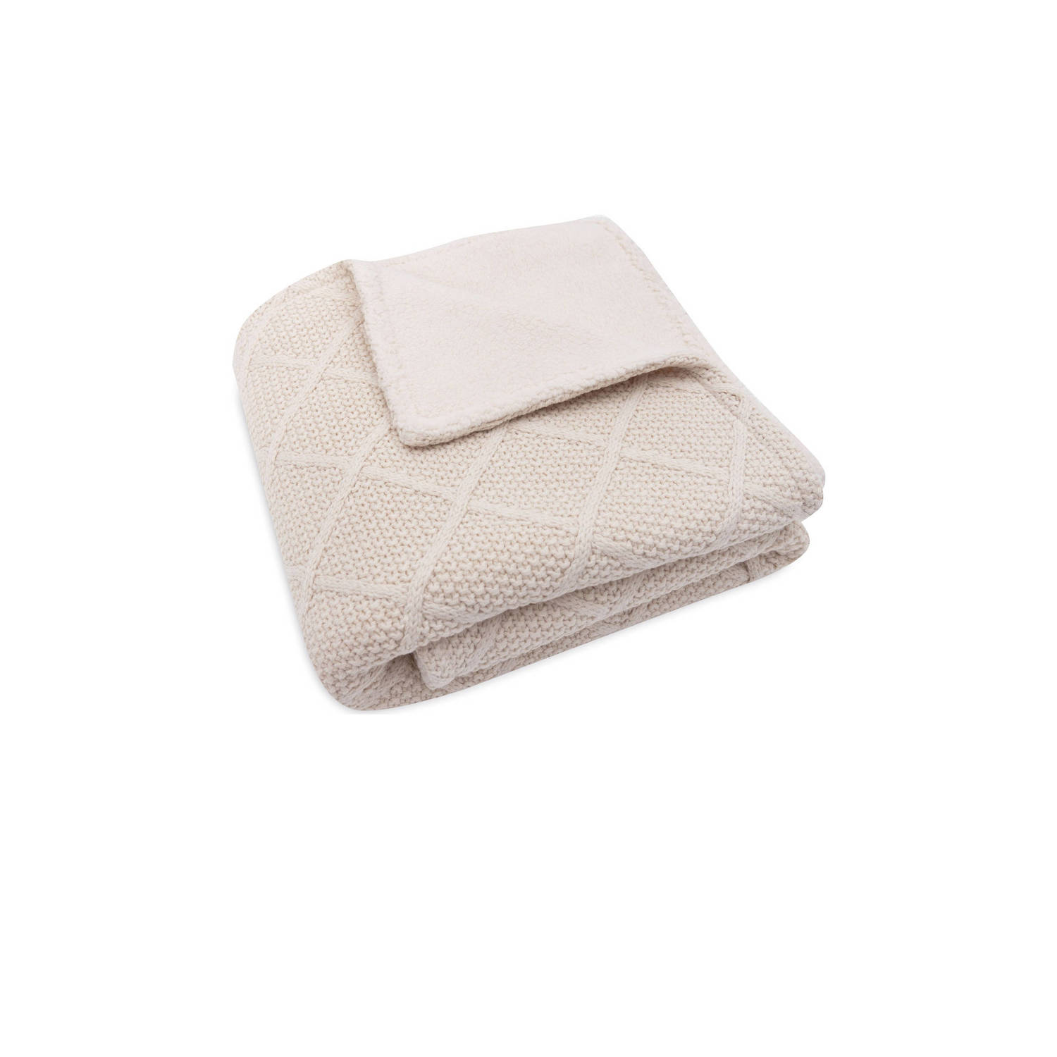 Jollein wiegdeken Check Knit Oatmeal Teddy Fleece