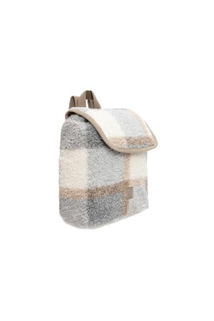 rugtasje Check - Boucle grijs/beige
