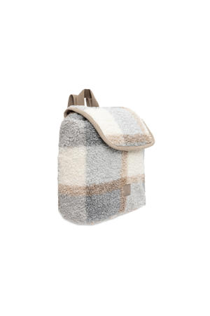 rugtasje Check - Boucle grijs/beige