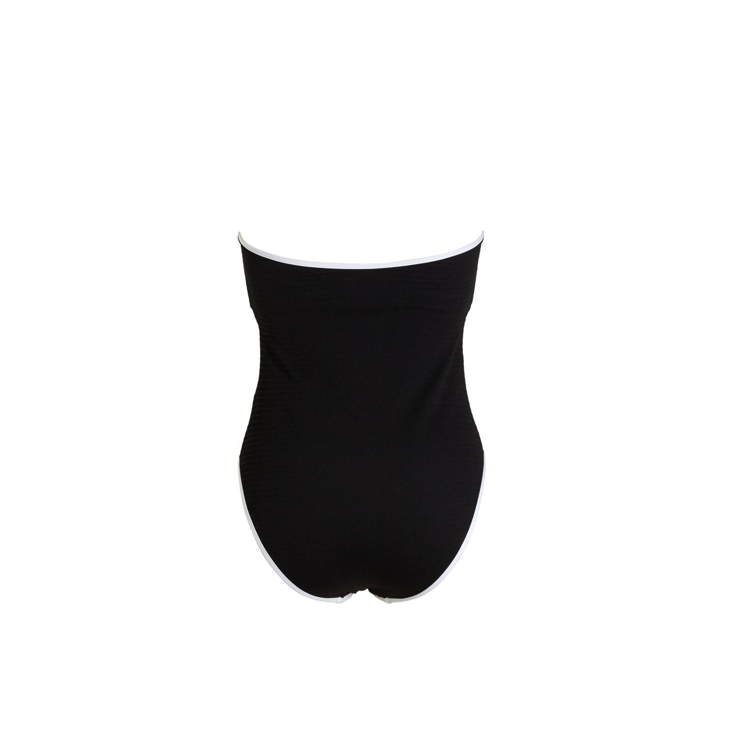Seafolly Beach Bound strapless bandeau badpak zwart ecru
