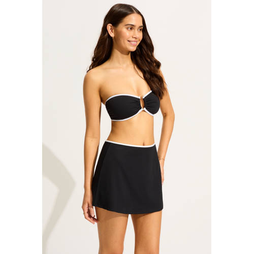 Seafolly Beach Bound voorgevormde strapless bandeau bikinitop zwart/ecru afbeelding