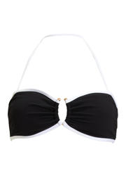 thumbnail: Seafolly Beach Bound voorgevormde strapless bandeau bikinitop zwart/ecru
