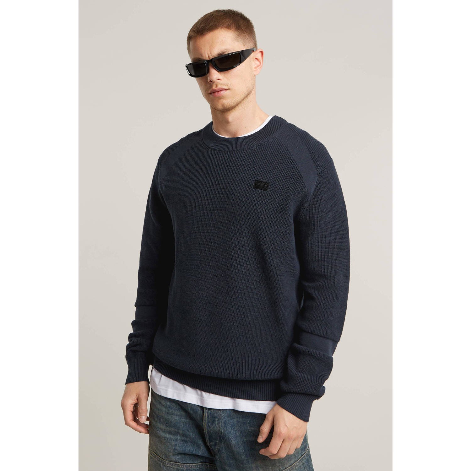 G-Star RAW Gebreide Trui Detailed Donkerblauw Heren