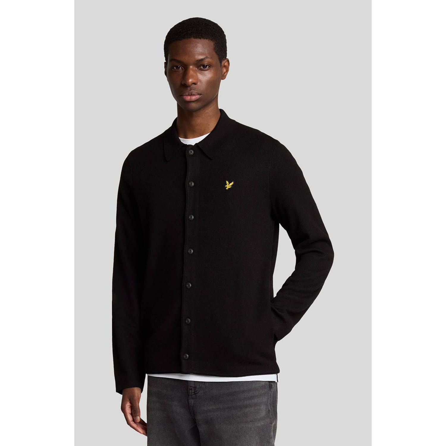 Lyle & Scott Gebreid dubbelgebreid overhemd Black Heren