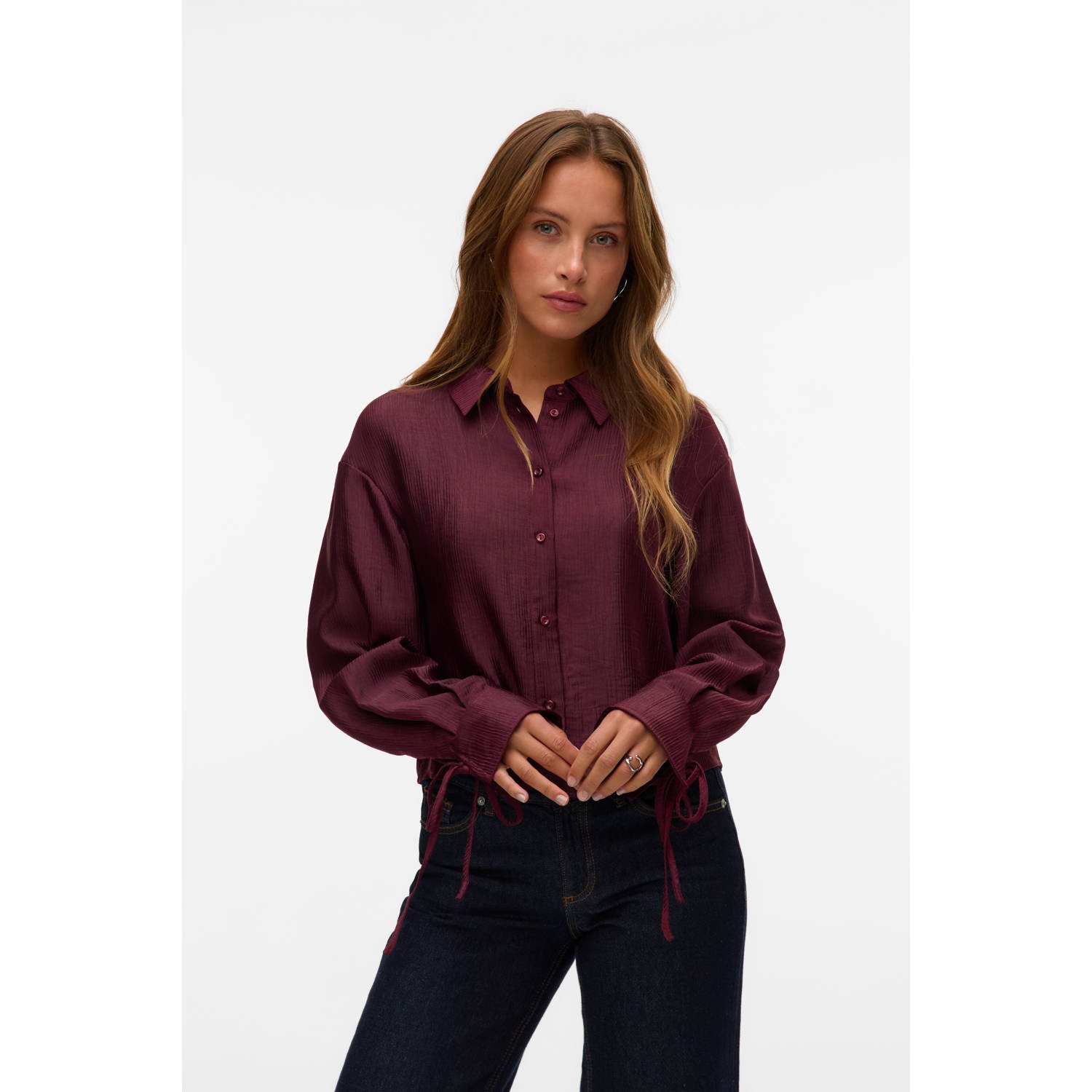 VERO MODA blouse VMRAQUEL donkerrood