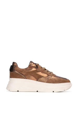 Jana chunky leren sneakers brons