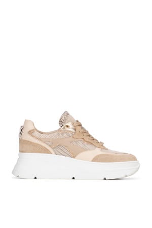 Jana chunky leren sneakers beige