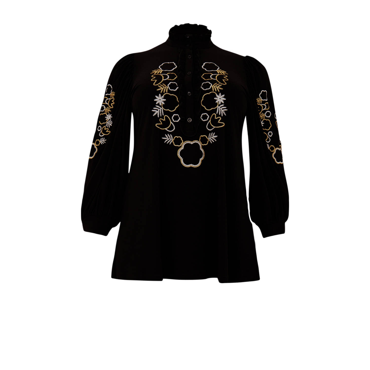 YOEK tuniek DOLCE zwart met goud en zilver