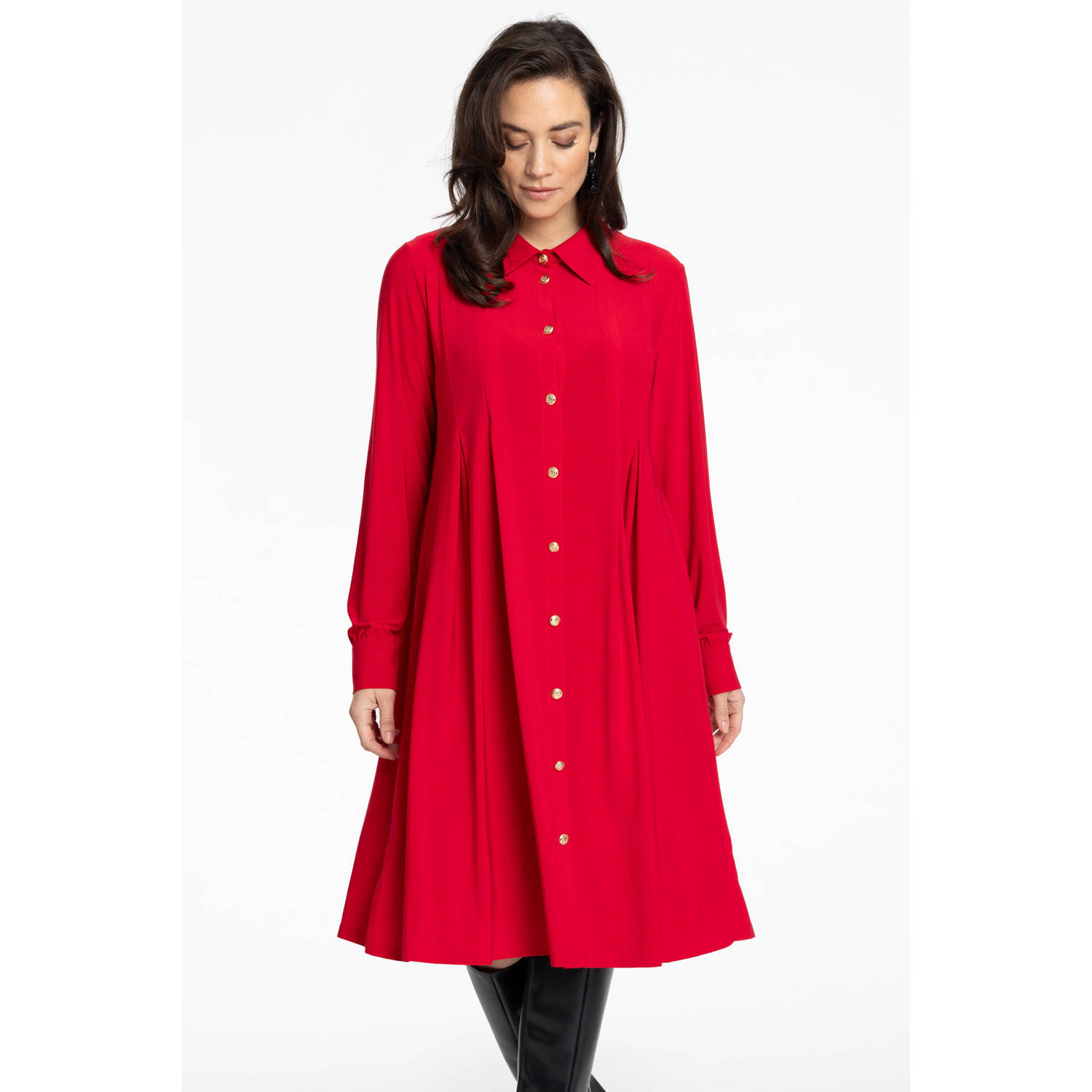 YOEK maxi blousejurk DOLCE rood