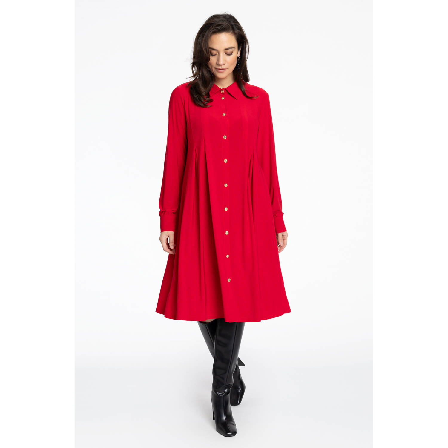 YOEK maxi blousejurk DOLCE rood