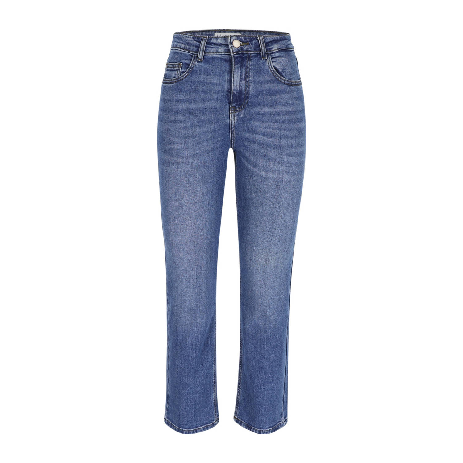 LOLALIZA high waist straight leg jeans medium blue denim