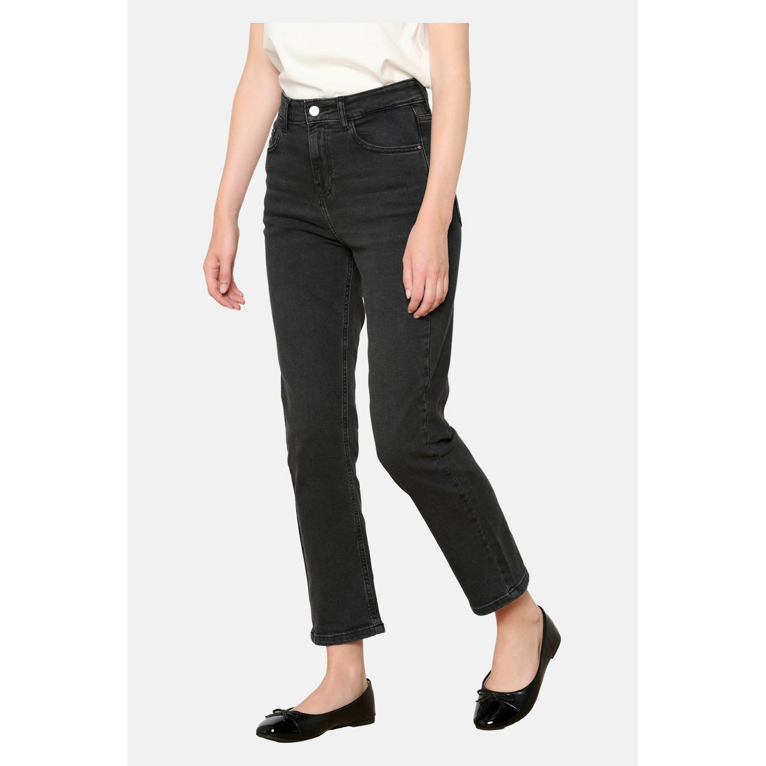 LOLALIZA high waist straight leg jeans black denim